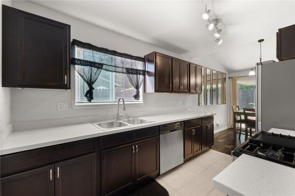 Dining room, Interior, Kitchen, Pendant Lights, Wood Texture Flooring