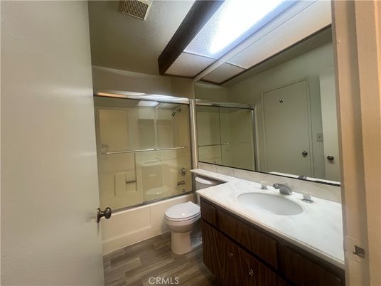 Bathroom, Glass Shower, Interior, Wood Texture Flooring