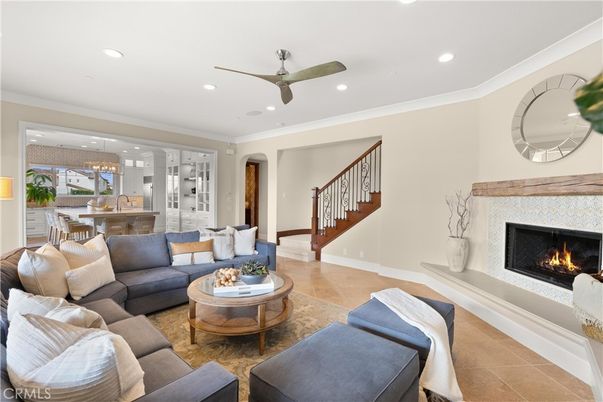 Dining room, Fireplace, Interior, Living room, Pendant Lights, Recessed Lighting