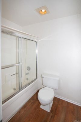 Bathroom, Glass Shower, Interior, Recessed Lighting, Wood Texture Flooring