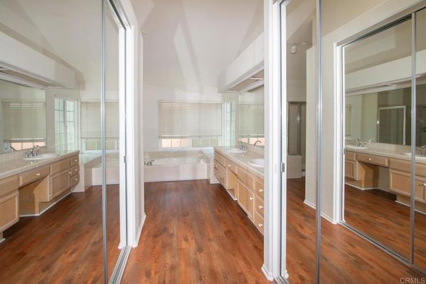 Bathroom, Dual Sink Vanities, Interior, Wood Texture Flooring