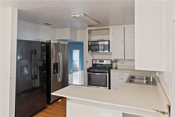 Interior, Kitchen, Stainless Steel Appliances, Wood Texture Flooring