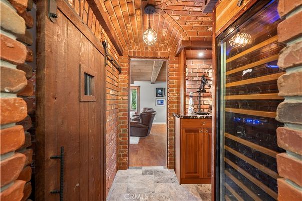 Interior, Pendant Lights, Stone Walls, Wine Storage, Wooden Ceilings, Wood Texture Flooring, Wooden Walls