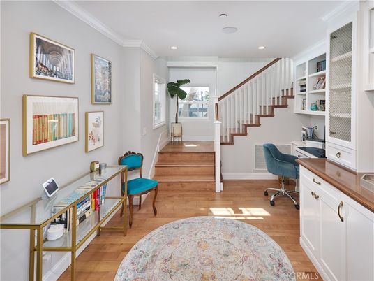 Home Office, Interior, Recessed Lighting, Wood Texture Flooring
