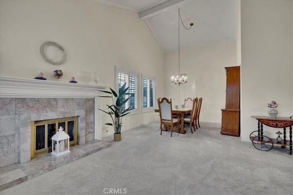 Chandelier, Dining room, Fireplace, Interior