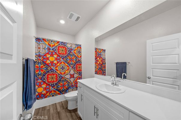 Bathroom, Interior, Recessed Lighting, Wood Texture Flooring