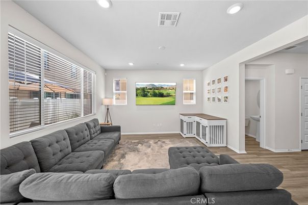 Interior, Living room, Recessed Lighting, Wood Texture Flooring
