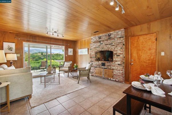 Fireplace, Interior, Living room, Stone Walls, Wooden Ceilings, Wooden Walls