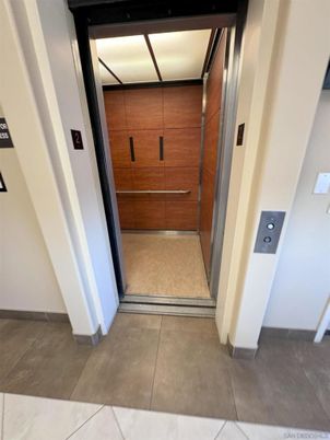 Elevator, Interior, Wooden Walls