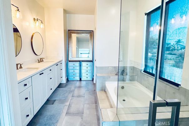 Bathroom, Dual Sink Vanities, Glass Shower, Interior