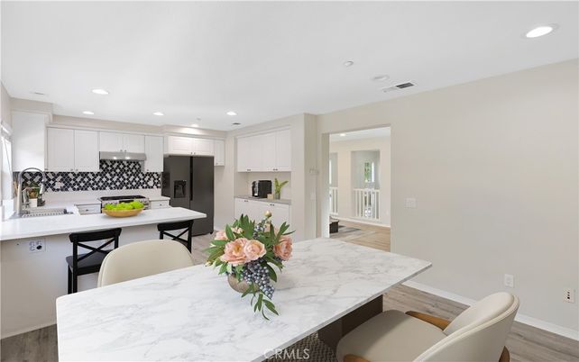 Dining room, Interior, Kitchen, Recessed Lighting, Wood Texture Flooring