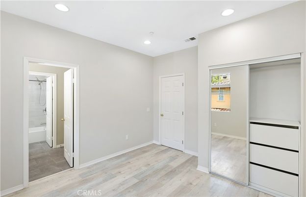 Bathroom, Empty room, Interior, Recessed Lighting, Wood Texture Flooring