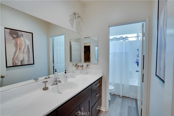Bathroom, Dual Sink Vanities, Interior, Wood Texture Flooring