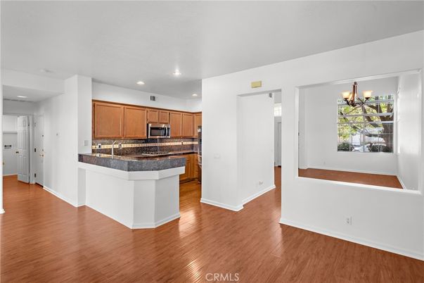 Chandelier, Interior, Kitchen, Recessed Lighting, Wood Texture Flooring