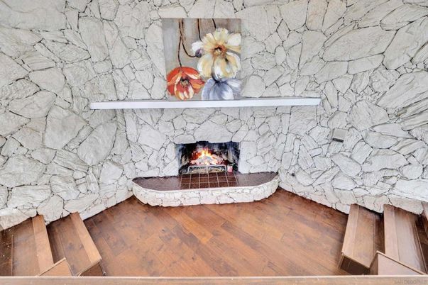Fireplace, Interior, Stone Walls, Wood Texture Flooring