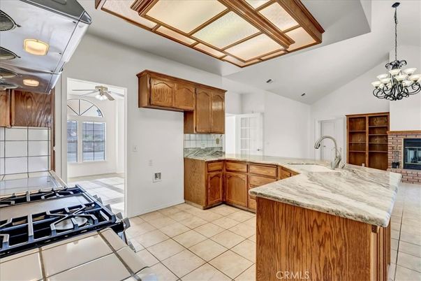 Chandelier, Fireplace, Interior, Kitchen