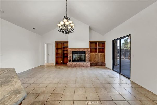 Chandelier, Empty room, Fireplace, Interior