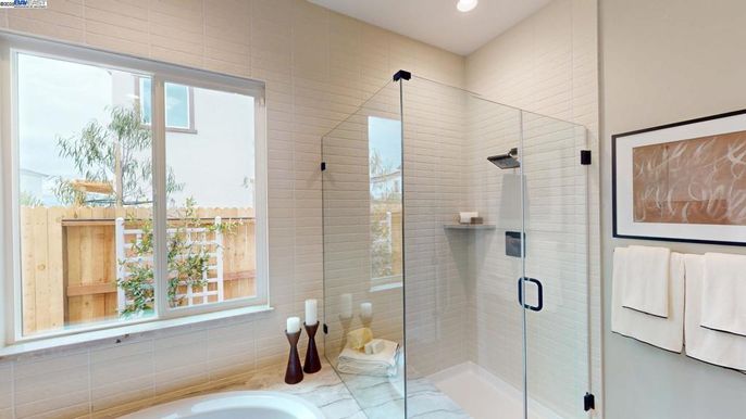 Bathroom, Glass Shower, Interior, Recessed Lighting