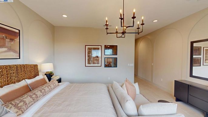 Bedroom, Chandelier, Interior, Recessed Lighting