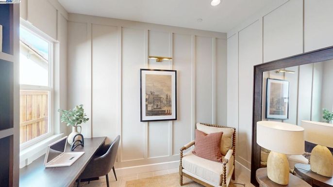 Home Office, Interior, Recessed Lighting, Wood Texture Flooring