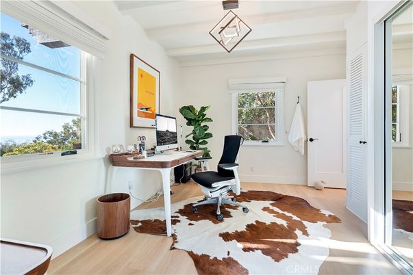 Home Office, Interior, Pendant Lights, Wood Texture Flooring