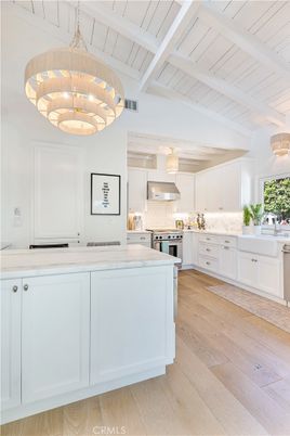 Interior, Kitchen, Pendant Lights, Stainless Steel Appliances, Wood Texture Flooring