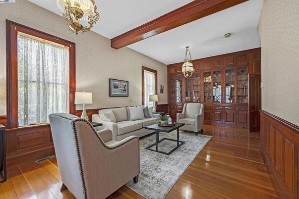 Chandelier, Interior, Living room, Wooden Beams, Wood Texture Flooring
