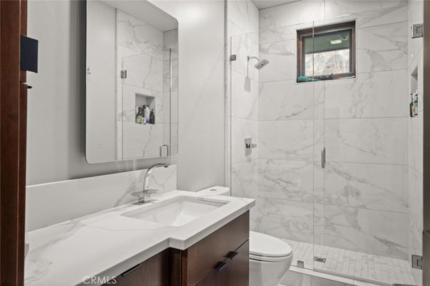 Bathroom, Glass Shower, Interior, Marble Walls