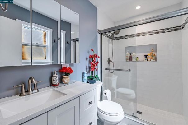 Bathroom, Glass Shower, Interior, Recessed Lighting