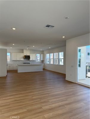 Empty room, Interior, Kitchen, Recessed Lighting, Wood Texture Flooring