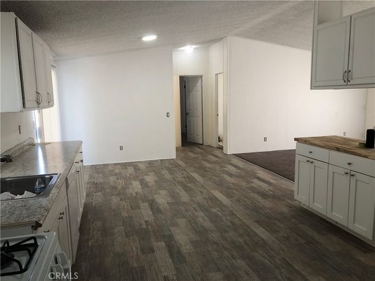 Empty room, Interior, Kitchen, Recessed Lighting, Wood Texture Flooring