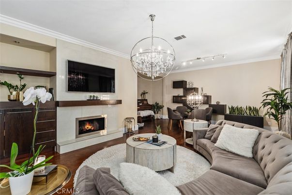 Chandelier, Dining room, Fireplace, Interior, Living room, Wood Texture Flooring