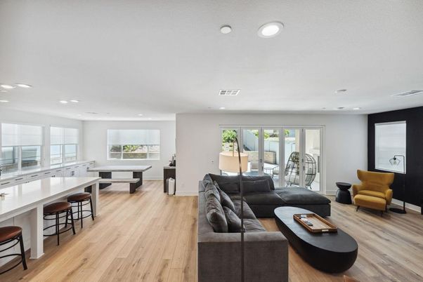 Game Room, Interior, Living room, Recessed Lighting, Wood Texture Flooring