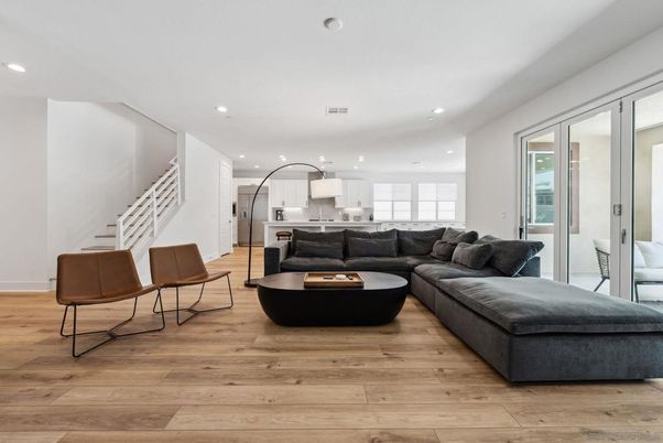 Interior, Kitchen, Living room, Recessed Lighting, Wood Texture Flooring