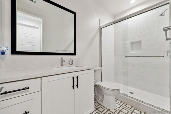 Bathroom, Glass Shower, Interior, Recessed Lighting