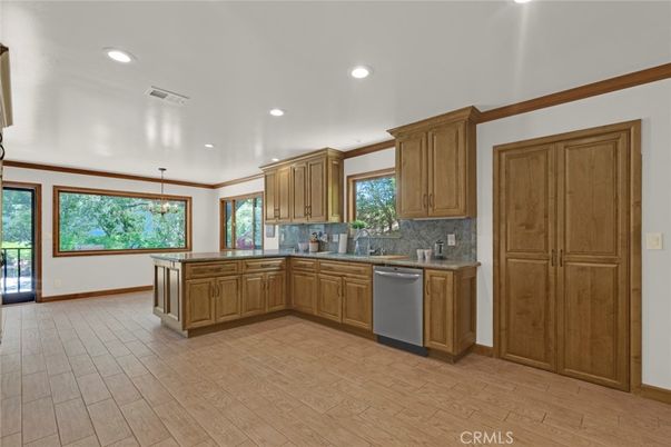 Interior, Kitchen, Pendant Lights, Recessed Lighting, Wood Texture Flooring