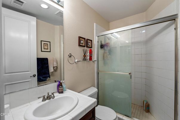 Bathroom, Glass Shower, Interior, Recessed Lighting, Tile Countertops