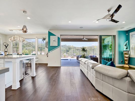 Interior, Living room, Pendant Lights, Recessed Lighting, Wood Texture Flooring