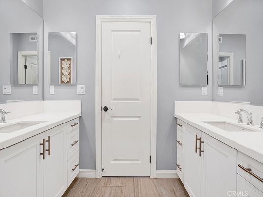 Bathroom, Dual Sink Vanities, Interior, Wood Texture Flooring