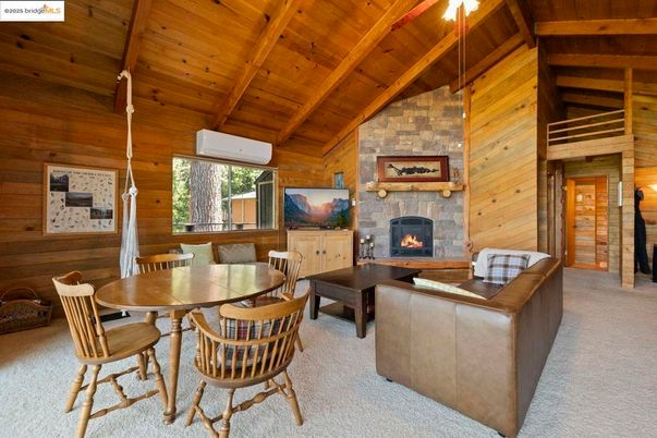 Dining room, Fireplace, Interior, Living room, Stone Walls, Wooden Beams, Wooden Ceilings, Wooden Walls
