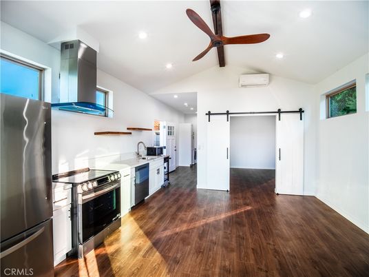 Interior, Kitchen, Recessed Lighting, Wood Texture Flooring