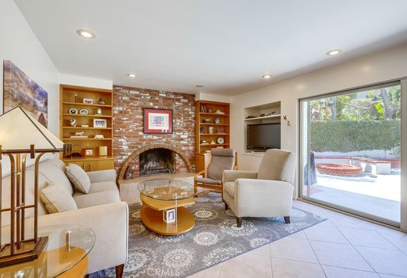 Fireplace, Interior, Living room, Recessed Lighting, Stone Walls