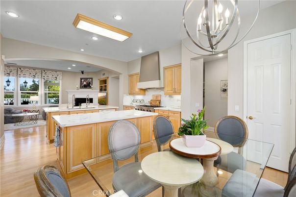 Dining room, Interior, Kitchen, Living room, Recessed Lighting, Wood Texture Flooring