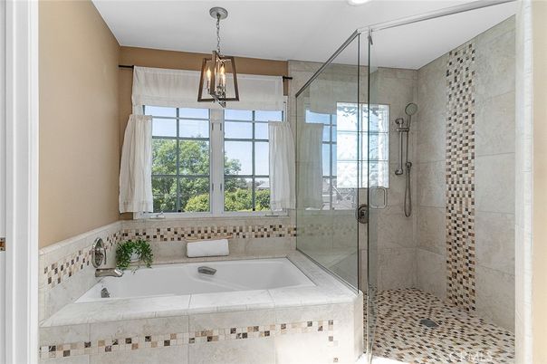 Bathroom, Glass Shower, Interior, Pendant Lights