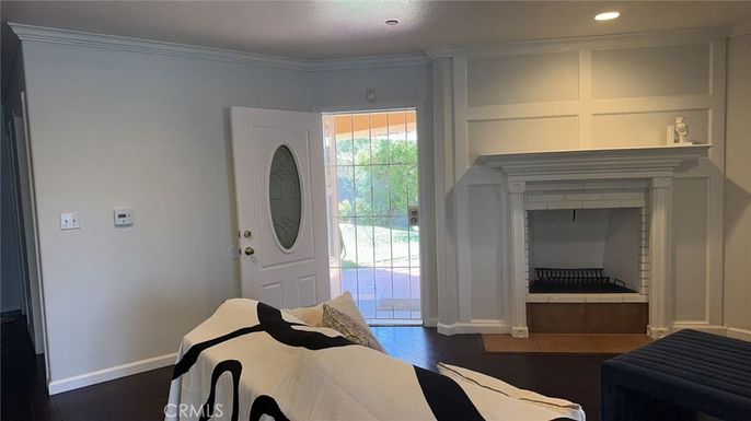 Fireplace, Interior, Recessed Lighting, Wood Texture Flooring
