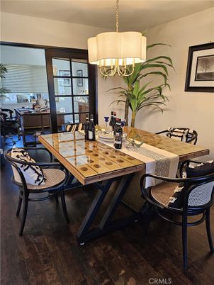 Chandelier, Dining room, Interior, Wood Texture Flooring