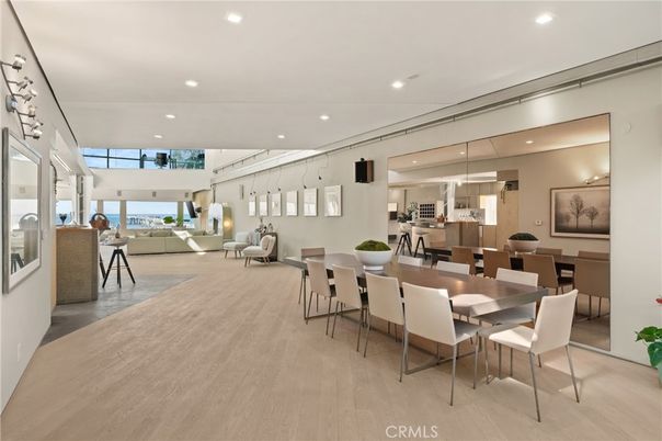 Dining room, Interior, Living room, Pendant Lights, Recessed Lighting, Water, Wood Texture Flooring