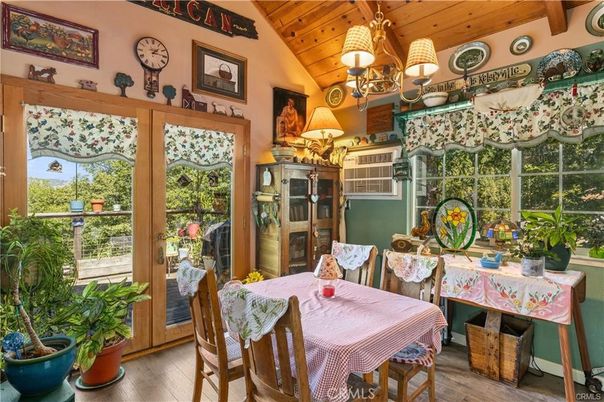Chandelier, Dining room, Interior, Wooden Beams, Wooden Ceilings, Wood Texture Flooring