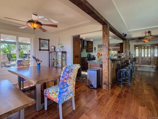 Dining room, Interior, Kitchen, Recessed Lighting, Wood Texture Flooring