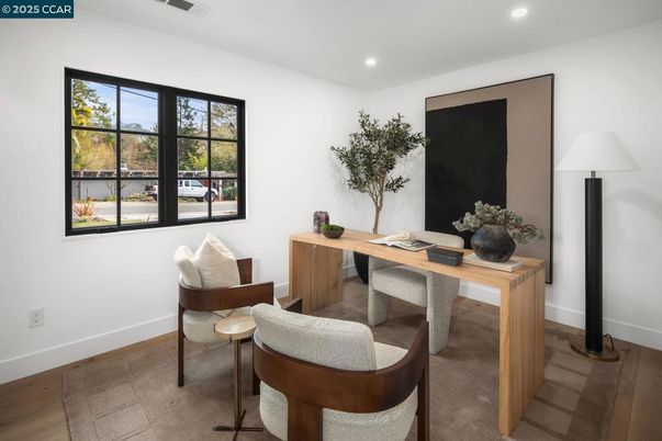 Home Office, Interior, Recessed Lighting, Wood Texture Flooring